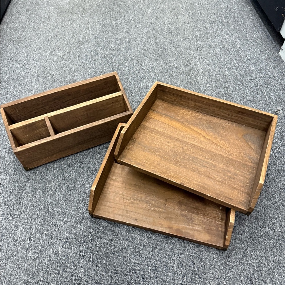 Wooden Bath Organizer Set